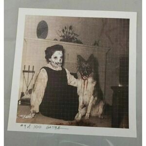 Gus Fink  signed blotter art  vintage altered photo dark art‎ German Sheppard